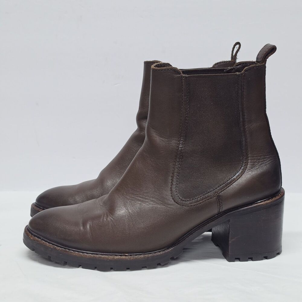 THURSDAY Knockout Women's Heeled Chelsea Boots Chocolate Brown Leather Size 11